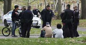 police interrogating youths