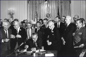 President Lyndon B. Johnson's provided leadership in passing the Civil Rights Act in 1964, the most transformational civil rights legislation since Reconstruction and a crucial step in the realization of America's promise to African Americans.