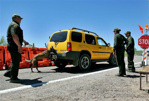 The border patrol has dozens of in-land checkpoints around the Southwest and in northern states such as Washington. The checkpoints can be within 100 air miles of the country's border.