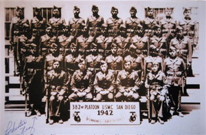 In this photo provided by the Nez family, Chester Nez, standing front left, of Albuquerque, N.M., poses with the first group of Navajo code talkers in 1942 in San Diego. Nez, the last of the 29 Navajos who developed the code that stumped the Japanese during World War II, died Wednesday morning, June 4, 2014, of kidney failure, said Judy Avila, who helped Nez write his memoirs. He was 93.