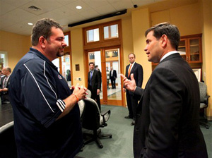 Senator Marco Rubio speaking with a voter