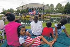 Residents enjoy music during the 2006 Fourth of July ceremonies at Oyster Creek