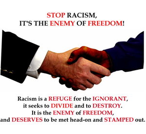 &quot;Stop Racism, It's the Enemy of Freedom&quot; illustration