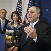 In this Nov. 18, 2014 file photo, House Majority Whip Steve Scalise of Louisiana, right, with House Majority Leader Kevin McCarthy of Calif., left, and Rep. Cathy McMorris Rodgers, R-Wash., speaks to reporters on Capitol Hill in Washington, following a House GOP caucus meeting. Scalise acknowledged that he once addressed a gathering of white supremacists. Now he is the third-highest ranked House Republican in Washington.