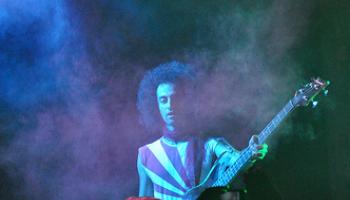 musician performing at the Fete de la Musique, New York.