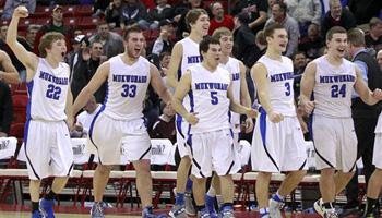 In this March 8, 2013, file photo Mukwonago Indians players celebrate a 64-47 win over Milwaukee King in a Division 1 semifinal WIAA high school basketball game in Madison, Wis. Wisconsin Gov. Scott Walker signed a bill Thursday, Dec 19, 2013, that will make it harder to force public schools to drop tribal nicknames, pushing aside opponents' charges that the measure is racist.