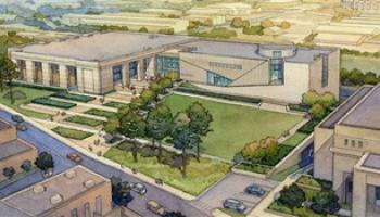 This is a 2013 artist's rendering provided by Hilferty & Associates, designers of the two new state museums-the Mississippi History Museum and the Mississippi Civil Rights Museum, side-by-side buildings, that are planned to be completed and open in 2017, in downtown Jackson, Miss. Officials say they did not set out to have separate-but-equal museums for the documentation of the state's history, but it could end up that way. Mississippi breaks ground Thursday.