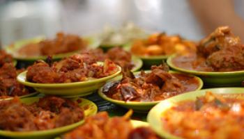 a variety of curry dishes