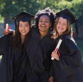 female graduates in robes and mortar boards