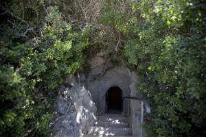 The entrance to the Apollophanes cave in Beit Guvrin-Maresha, central Israel, Tuesday, June 24, 2014. The United Nations cultural agency designated this week the network of over 2,000 years old, man-made caves outside of Jerusalem a World Heritage site, the eighth such site in Israel.