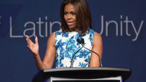 First Lady Michelle Obama emphasizes the importance of higher education to empower the Latino community as she spoke at the national conference of the League of United Latin American Citizens (LULAC).