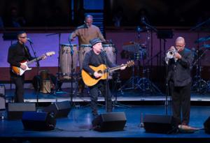 Masekela and Simon  sang two of the album's biggest hits - "The Boy In the Bubble" and "You Can Call Me Al" - backed by his quintet of young musicians, all but one of them from South Africa.