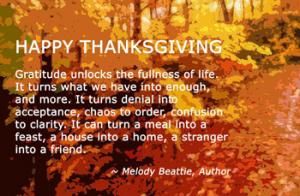 Find ways to be thankful and thoughtful all year and let Thanksgiving be the great time to recharge and get recommitted.