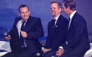 Sergio Garcia with golf commentators