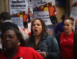 protesters marching