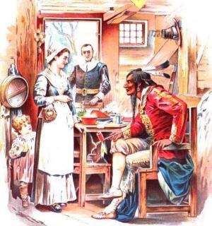 First Thanksgiving at Plymouth Rock