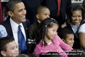 Barak Obama with school children