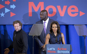 Uli Becker, Shaquille O'Neal, and Michelle Obama