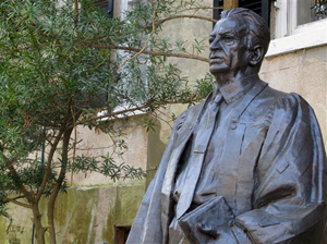 Statue of U.S. District Judge Waites Waring, one of three federal judges to hear a key school desegregation case from Clarendon County, S.C., in 1951, stands outside the federal courthouse in Charleston, S.C. The statue is being dedicated on April 11, 2014.