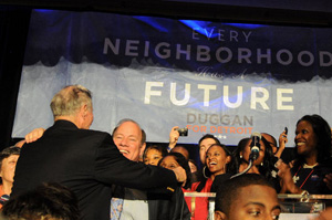 Duggan's election could help blur the color lines, but when he takes office in January Detroit officially could be bankrupt. He will be expected to have solutions for lowering one of the highest violent crime rates in the country - in a city that struggles to respond to 911 calls - and fixing Detroit's many crumbling neighborhoods.