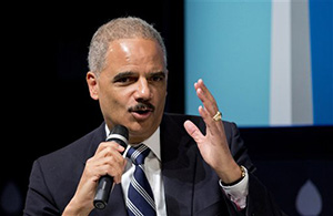 Attorney General Eric Holder speaks at the sixth annual &quot;Washington Ideas Forum&quot; in Washington, Wednesday, Oct. 29, 2014 where he addresses the Ferguson, MO police department and other issues.