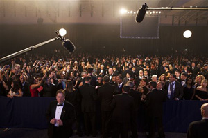 President Barack Obama, center, greets the crowd after speaking at the Congressional Hispanic Caucus Institute's 37th Annual Awards Gala where he promised to act on immigration after the November election.