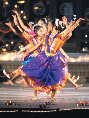Performers during the Indian Festival of Lights celebration at Town Square
