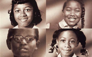 clockwise starting from top-right: Carole Robertson, Denise McNair, Addie Mae Collins, and Cynthia Wesley