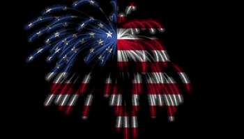 illustration of U.S. flag shaped as an exploding firework