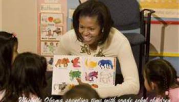 Michele Obama reading to children