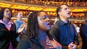 Parishioners at a mega church