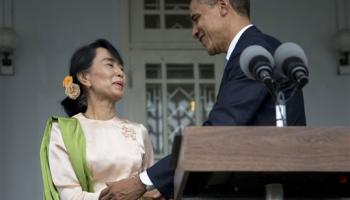 U.S. President Barack Obama and Myanmar opposition leader Aung San Suu Kyi