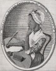 woodcut print of Phillis Wheatley