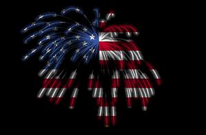 illustration of U.S. flag shaped as an exploding firework