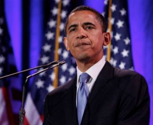 President Barack Obama standing at a podium