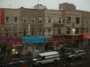 Store fronts in Brooklyn, New York's Chinatown