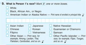 Census Bureau question number 9 regarding ethnicity and race