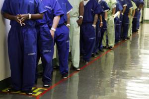prisoners standing in a line