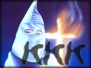 KKK member and burning cross illustration