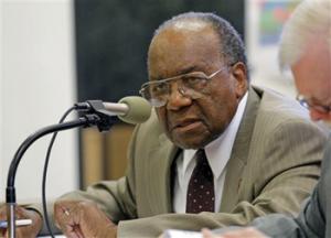 In this March 9, 2011 photograph, Senate Rules Committee member David Jordan, D-Greenwood, votes against a proposed substitute Senate Redistricting plan at the state Capitol in Jackson, Miss. The veteran lawmaker has recently penned a memoir that documents changes in the state's race relations and changes in voting rights over his lifetime.