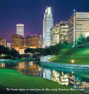 downtown Omaha skyline at night