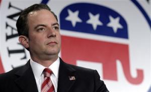 In this Jan. 24, 2014, photo, Republican National Committee chairman Reince Priebus is seen at the RNC winter meeting in Washington. The dueling faces of a conflicted political party were on display for all to see at the just-concluded RNC meeting, which comes a year after Priebus published a report aimed at modernizing the party and boosting its ranks.