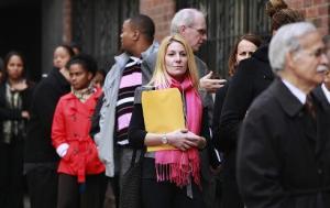 job seekers standing in line